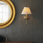 103361 Rouen And Chatsworth 1 Light Wall Antique Brass Plate And Ivory Silk