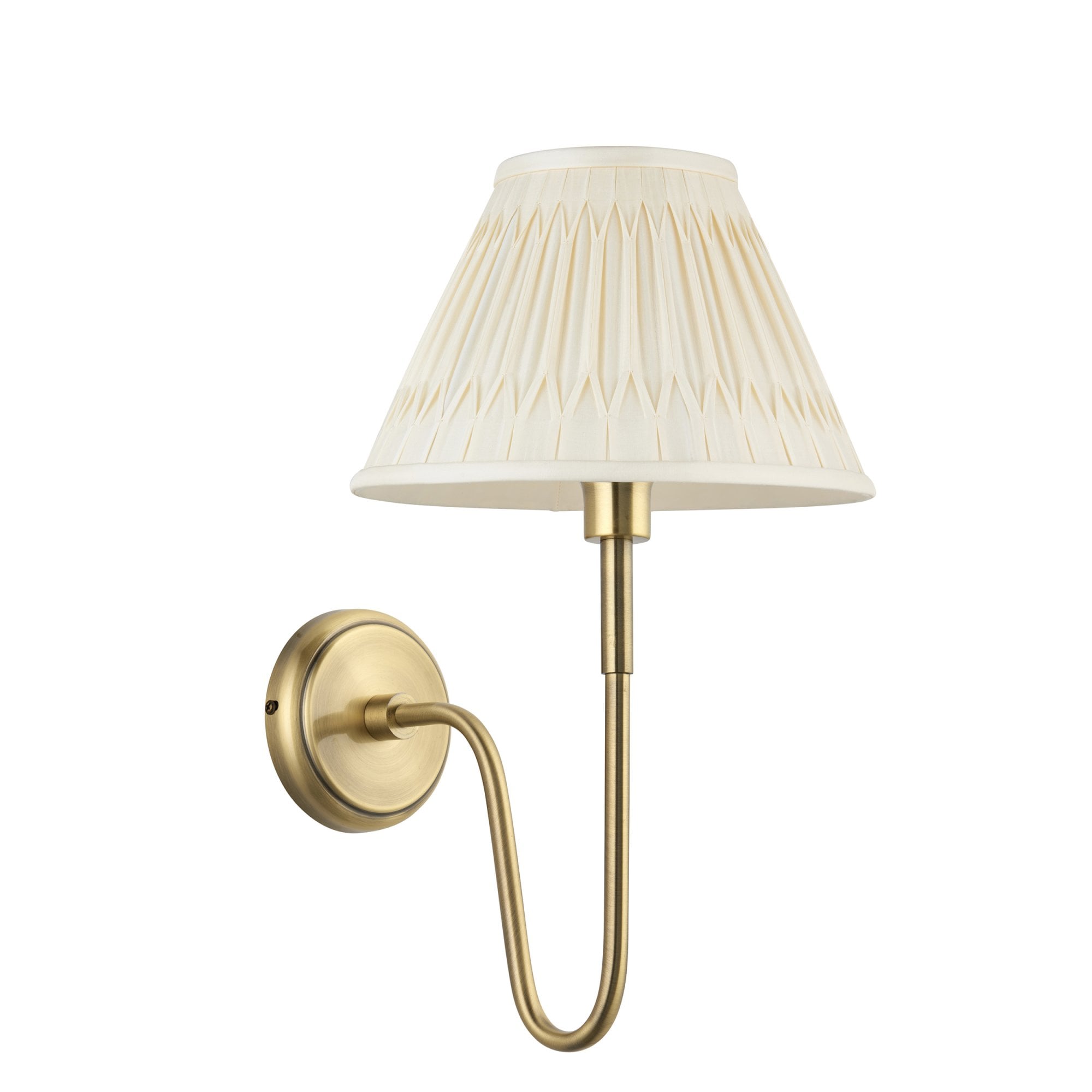 103361 Rouen And Chatsworth 1 Light Wall Antique Brass Plate And Ivory Silk