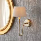103362 Rouen And Cici 1 Light Wall Antique Brass Plate And Ivory Linen Mix Fabric