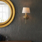103362 Rouen And Cici 1 Light Wall Antique Brass Plate And Ivory Linen Mix Fabric