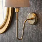 103362 Rouen And Cici 1 Light Wall Antique Brass Plate And Ivory Linen Mix Fabric