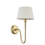 103362 Rouen And Cici 1 Light Wall Antique Brass Plate And Ivory Linen Mix Fabric