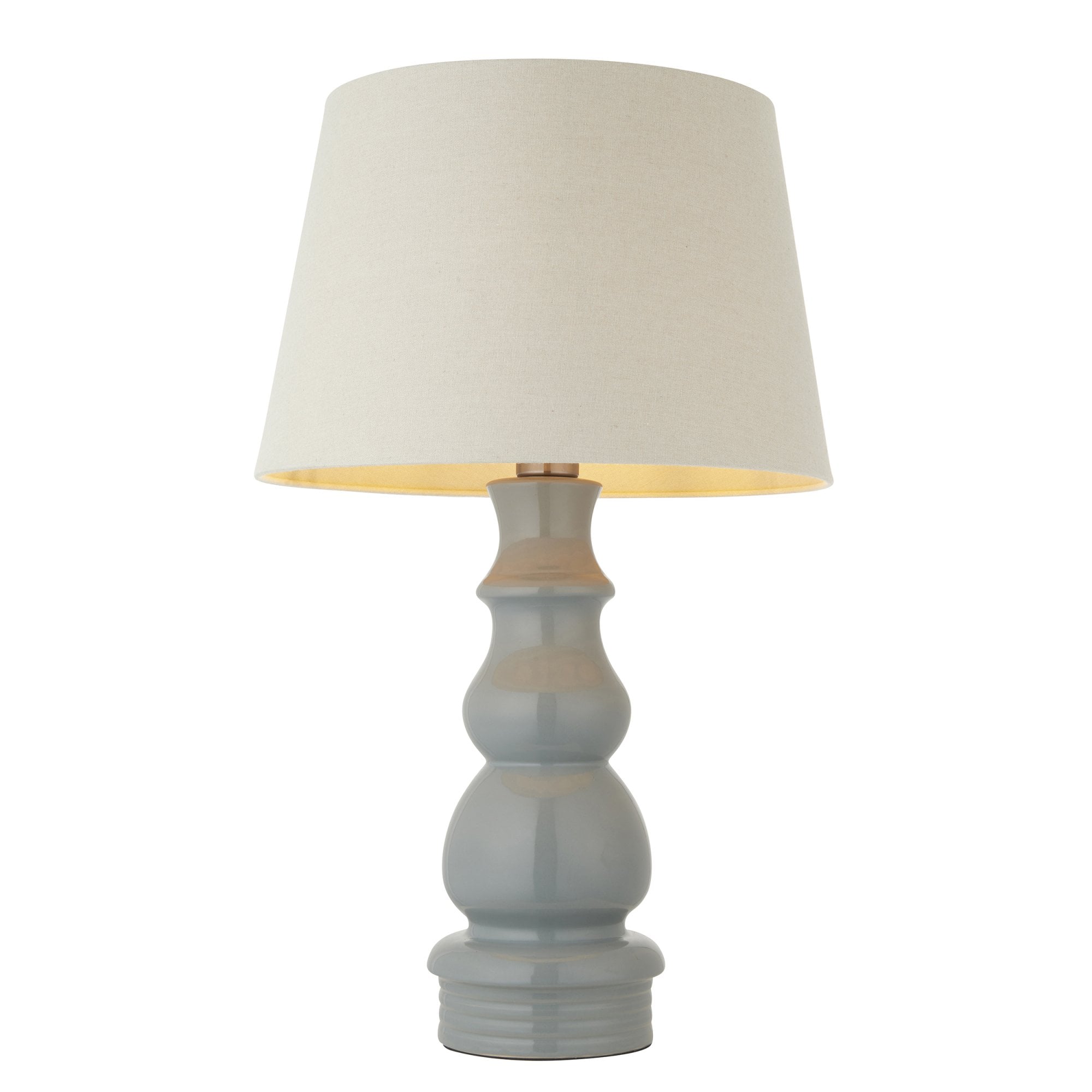 103369 Provence And Cici 1 Light Table Lamp Blue Grey Satin Nickel Plate And Ivory Linen Fabric