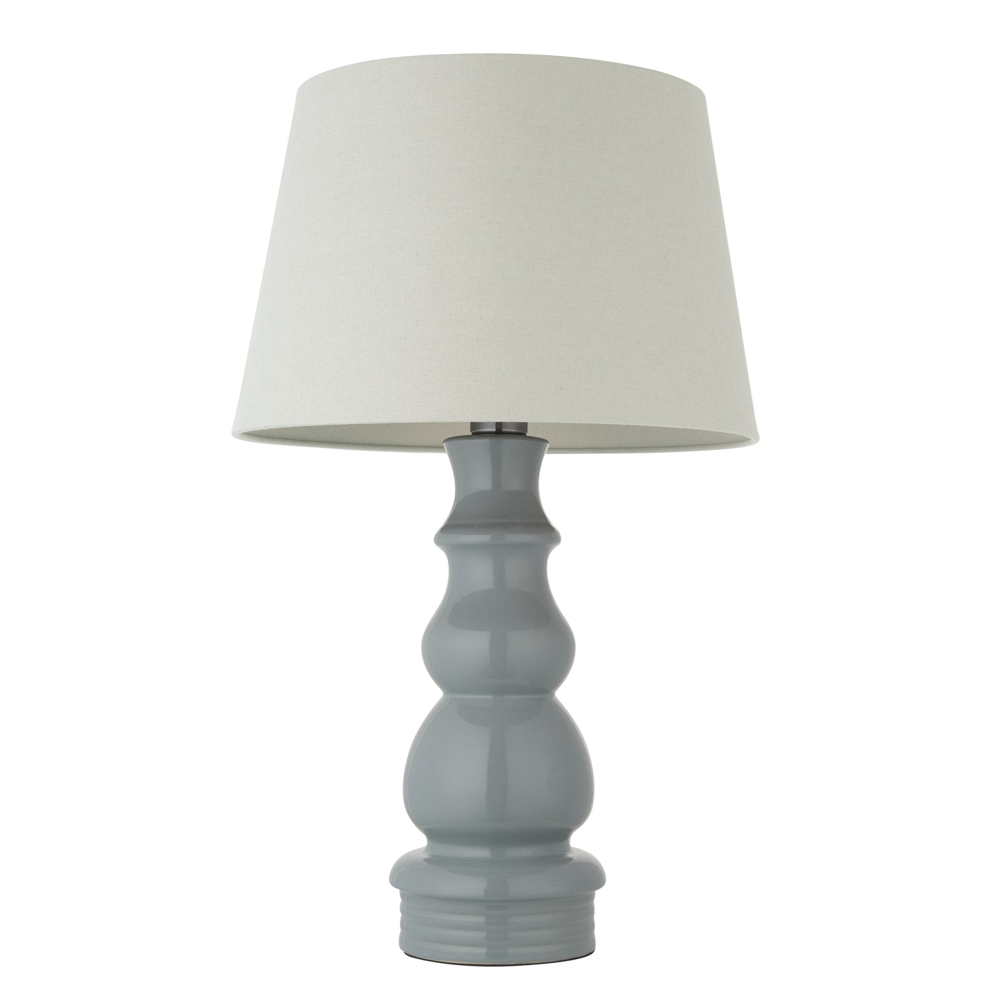 103369 Provence And Cici 1 Light Table Lamp Blue Grey Satin Nickel Plate And Ivory Linen Fabric