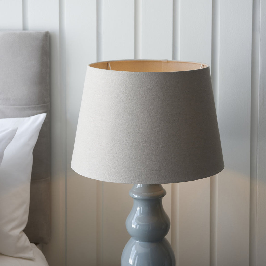 103375 Provence And Cici 1 Light Table Lamp Blue Grey Satin Nickel Plate And Grey Linen Fabric