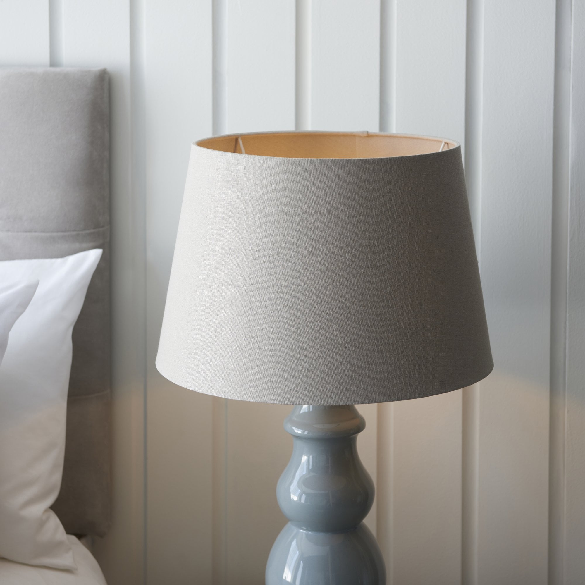 103375 Provence And Cici 1 Light Table Lamp Blue Grey Satin Nickel Plate And Grey Linen Fabric