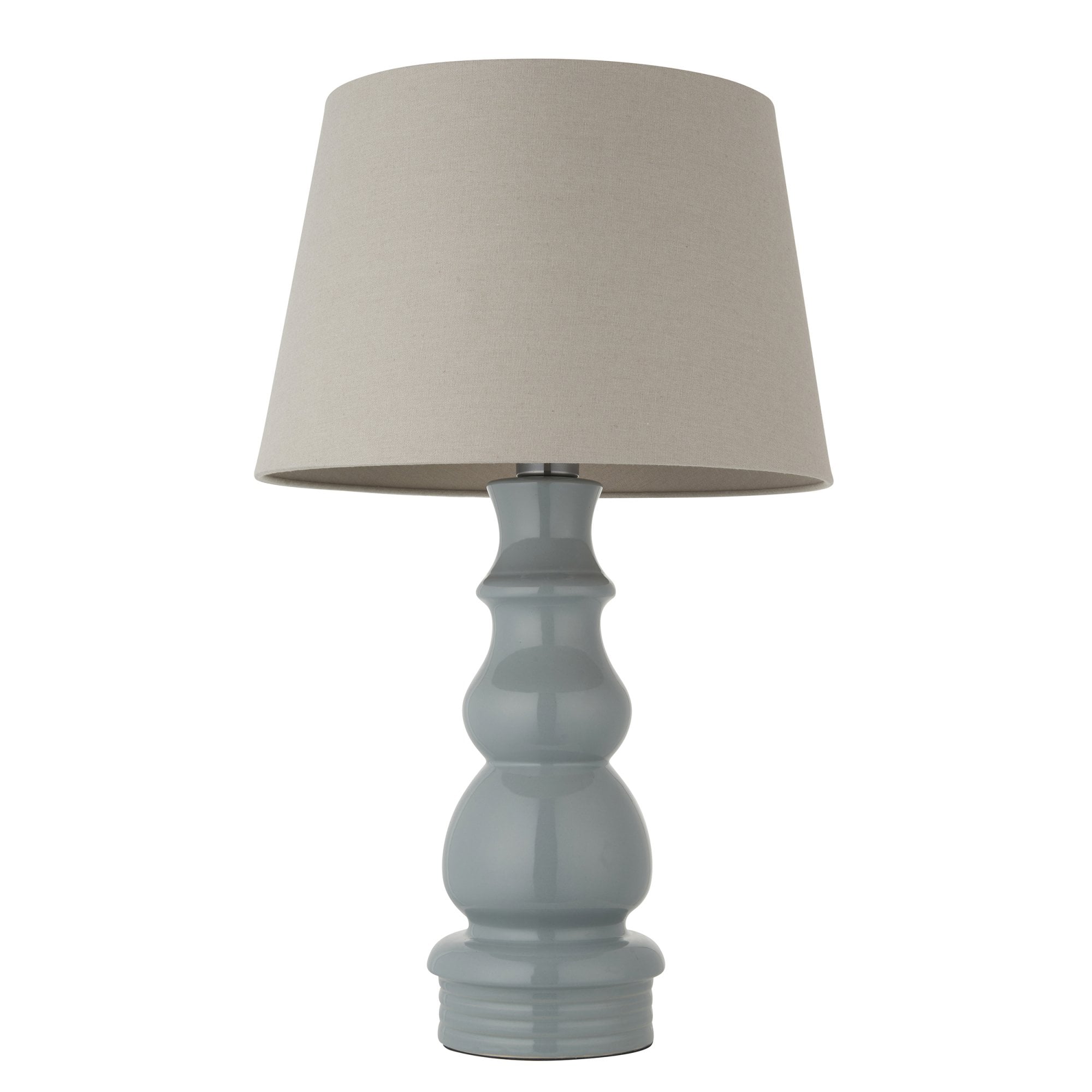 103375 Provence And Cici 1 Light Table Lamp Blue Grey Satin Nickel Plate And Grey Linen Fabric