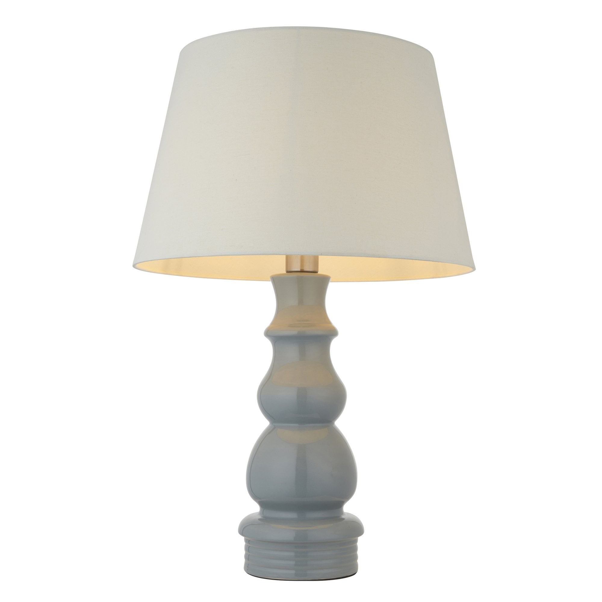 103376 Provence And Cici 1 Light Table Lamp Blue Grey Satin Nickel Plate And Ivory Linen Fabric