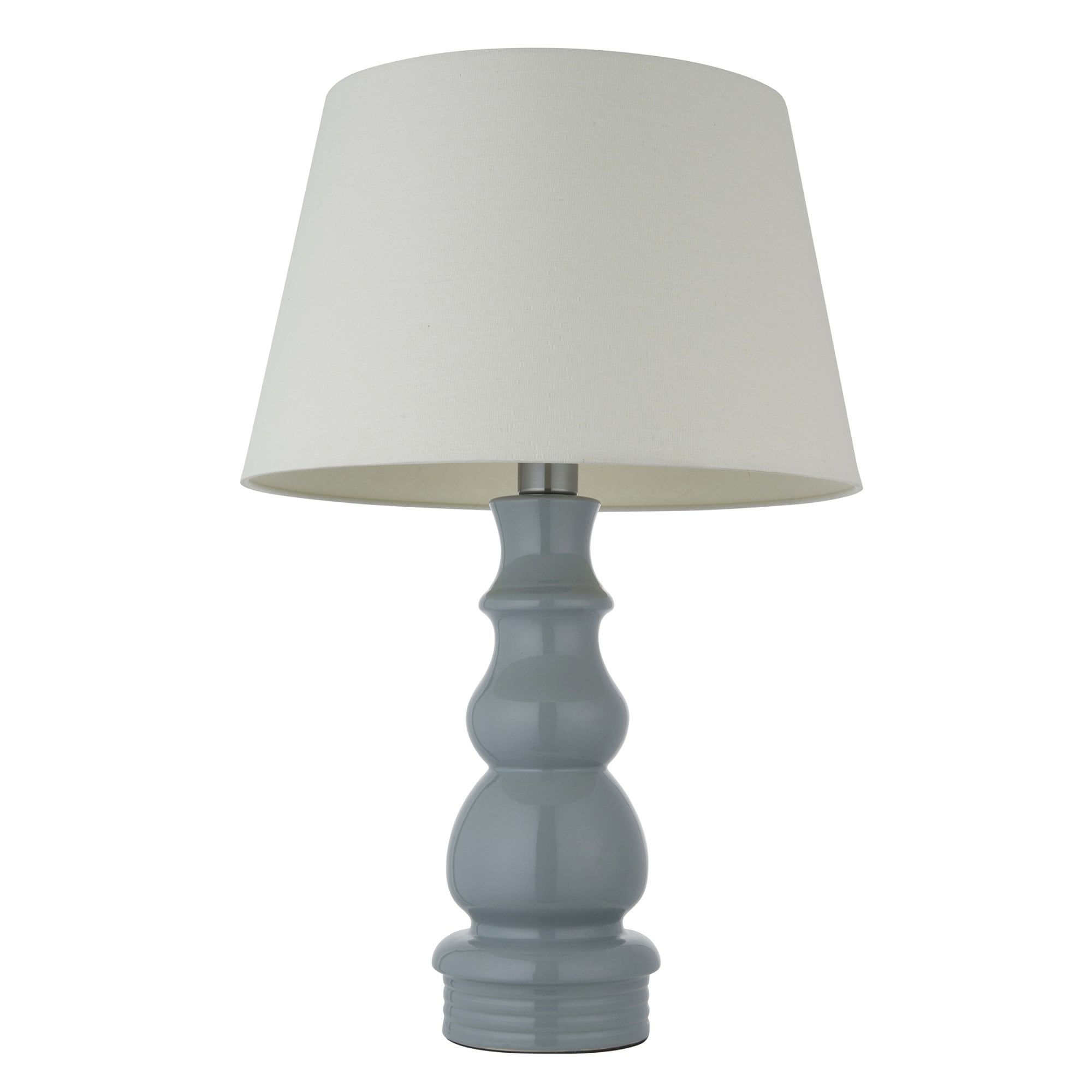 103376 Provence And Cici 1 Light Table Lamp Blue Grey Satin Nickel Plate And Ivory Linen Fabric