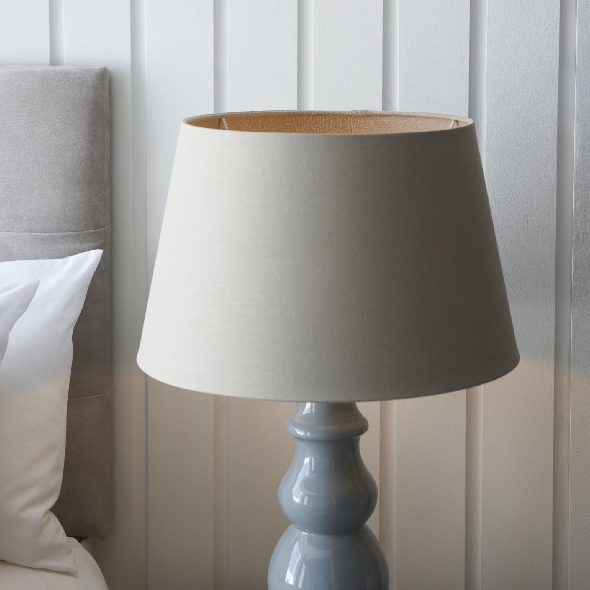 103377 Provence And Cici 1 Light Table Lamp Blue Grey Glaze And Satin Nickel Plate