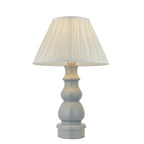 103378 Provence And Chatsworth 1 Light Table Lamp Blue Grey Satin Nickel And Ivory Silk Fabric