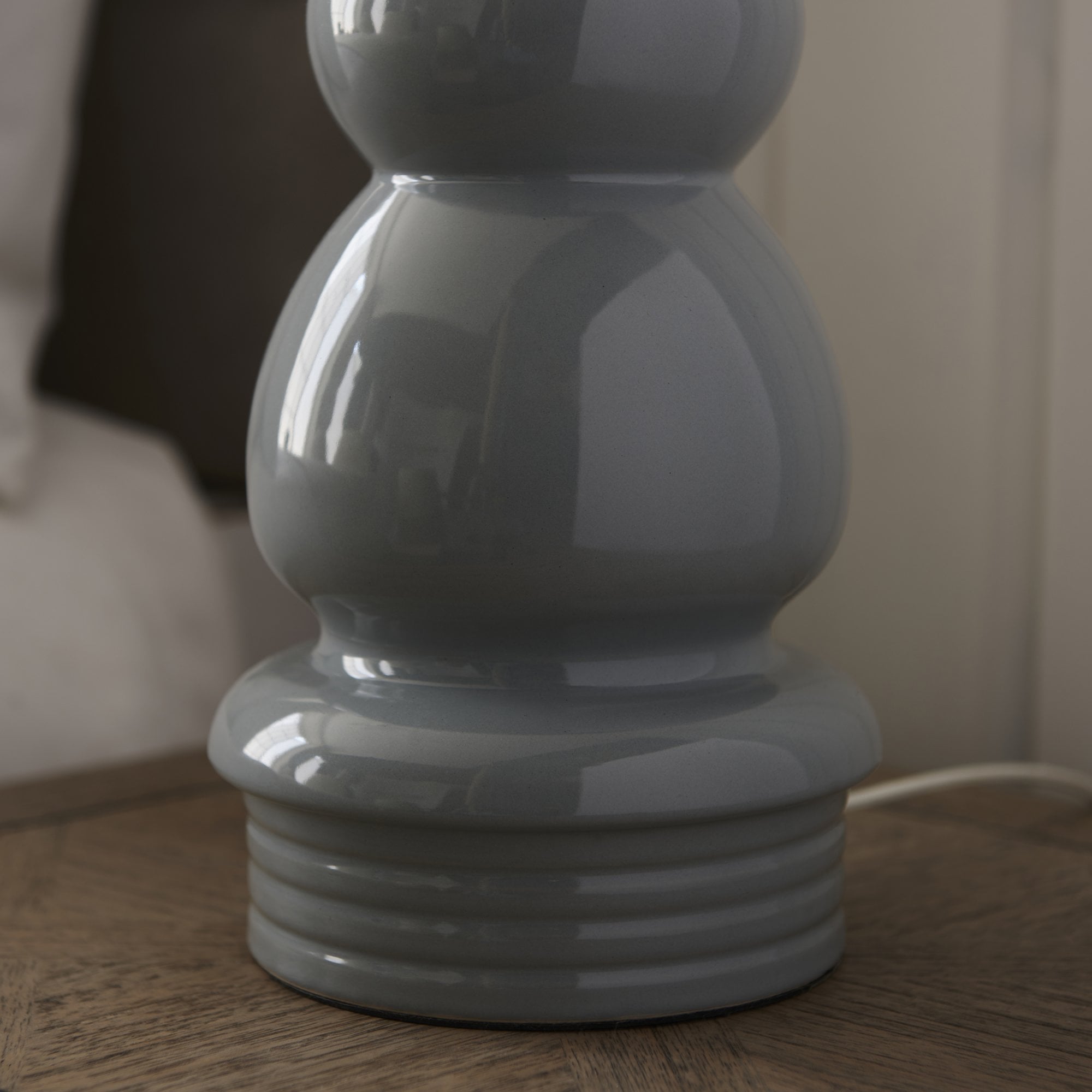 103378 Provence And Chatsworth 1 Light Table Lamp Blue Grey Satin Nickel And Ivory Silk Fabric