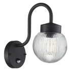 103829 Eldon Outdoor 1 Light Wall Textured Black And Clear Ribbed Glass