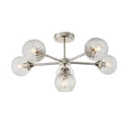 104050 Allegra 6 Light Semi Flush Bright Nickel Plate And Clear Spiral Glass