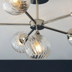 104050 Allegra 6 Light Semi Flush Bright Nickel Plate And Clear Spiral Glass