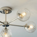 104050 Allegra 6 Light Semi Flush Bright Nickel Plate And Clear Spiral Glass