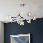 104051 Allegra 8 Light Pendant Bright Nickel Plate And Clear Spiral Glass