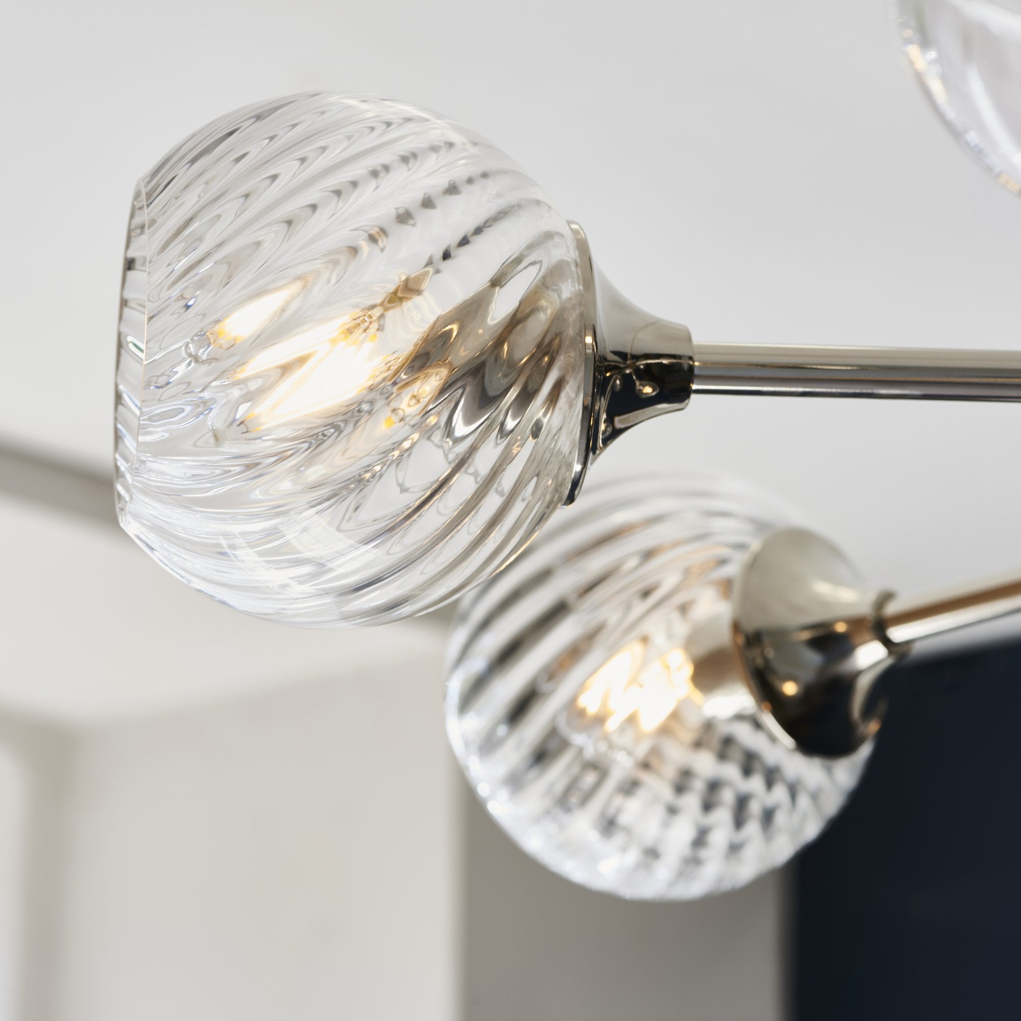 104051 Allegra 8 Light Pendant Bright Nickel Plate And Clear Spiral Glass