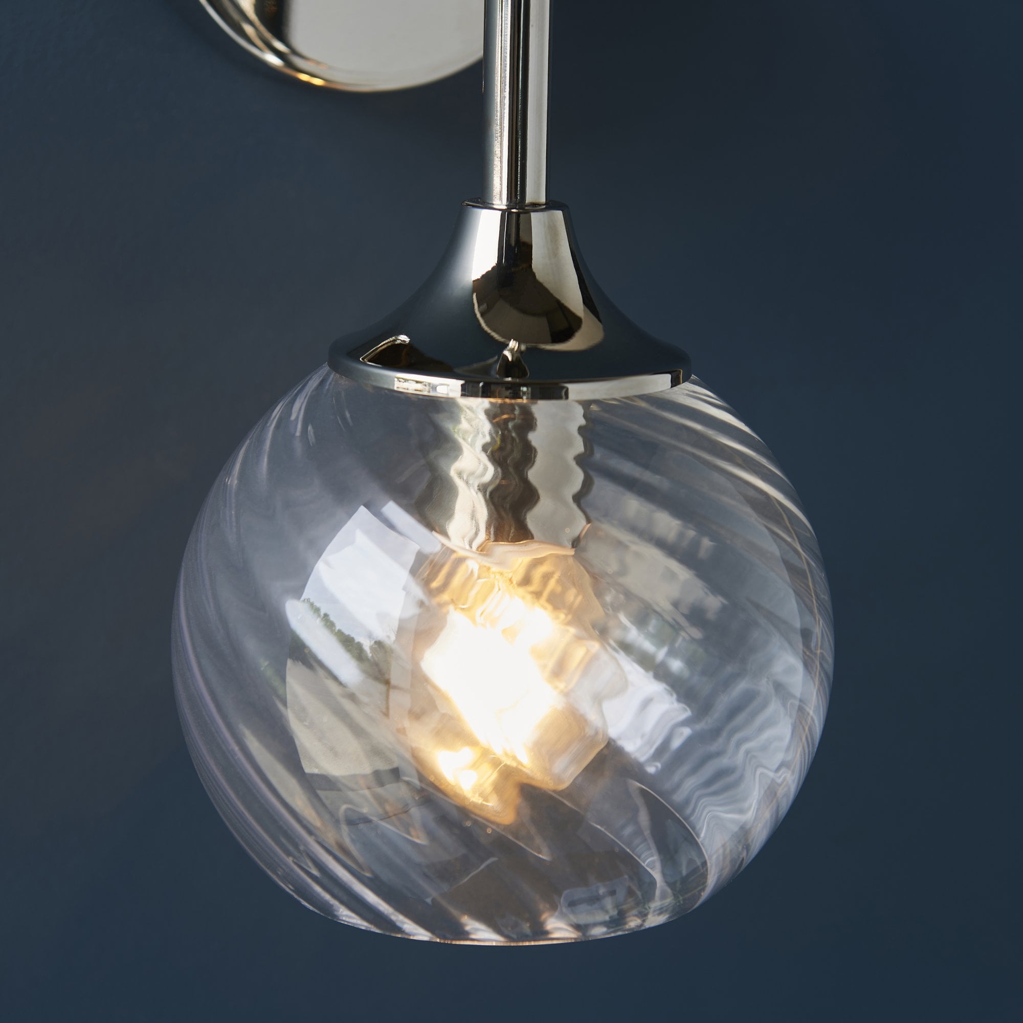 104052 Allegra 1 Light Wall Bright Nickel Plate And Clear Spiral Glass