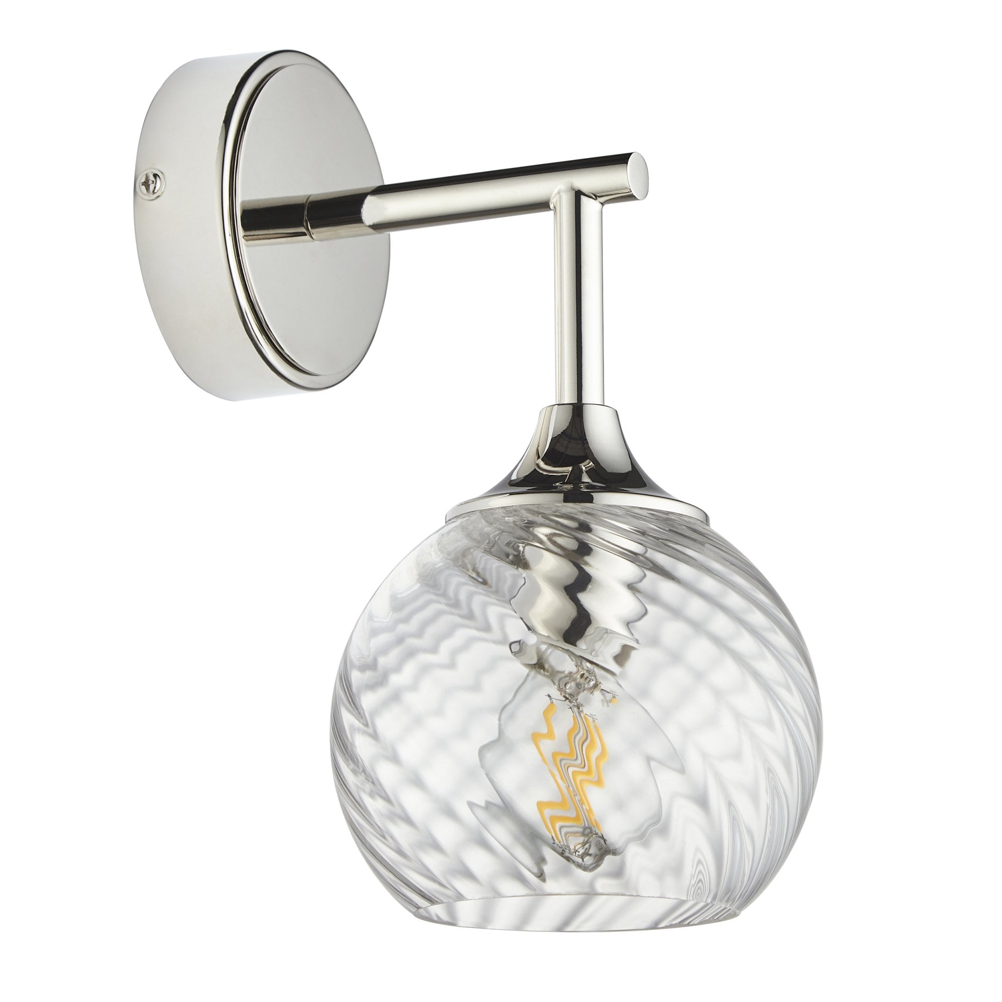 104052 Allegra 1 Light Wall Bright Nickel Plate And Clear Spiral Glass