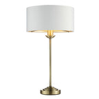104054 Highclere 1 Light Table Lamp Antique Brass Plate And Vintage White Fabric