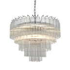 104090 Toulouse 12 Light Pendant Bright Nickel Plate And Clear Ribbed Glass
