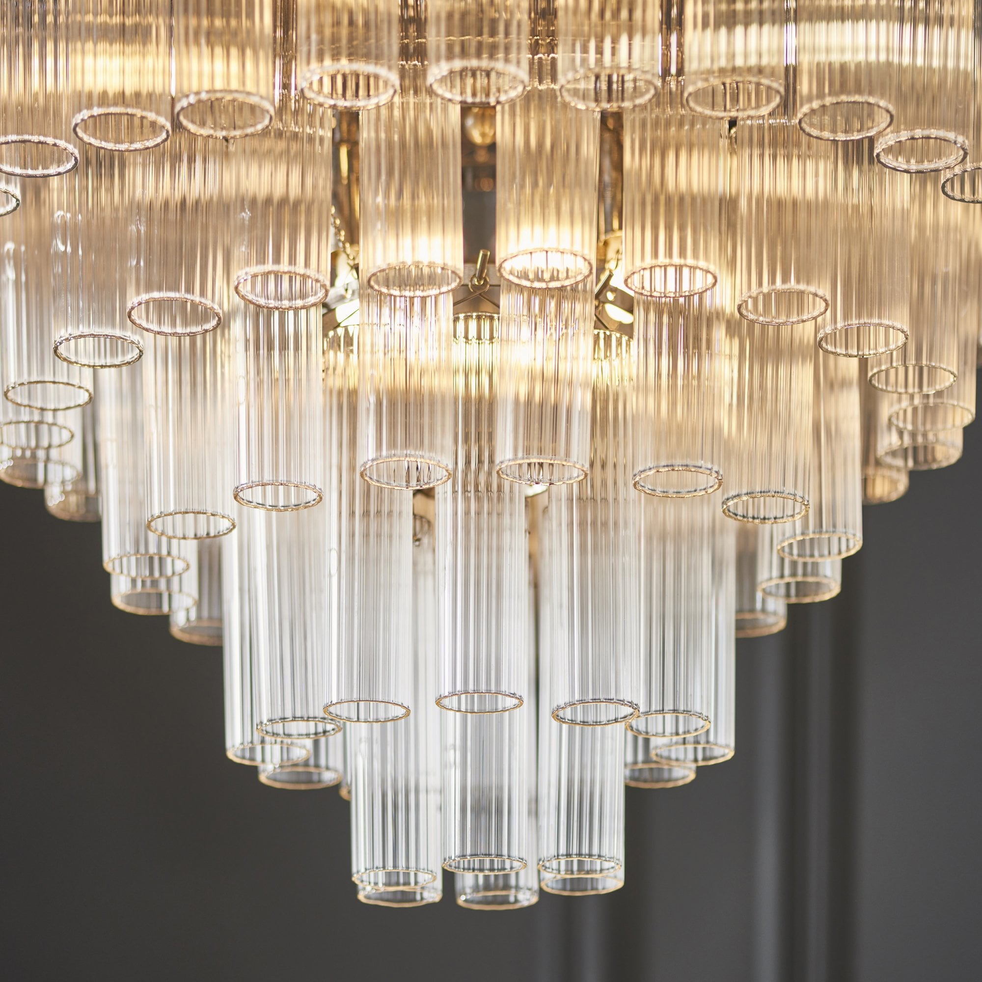 104090 Toulouse 12 Light Pendant Bright Nickel Plate And Clear Ribbed Glass