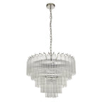 104090 Toulouse 12 Light Pendant Bright Nickel Plate And Clear Ribbed Glass