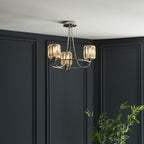 104107 Berenice 3 Light Semi Flush Bright Nickel Plate And Clear Glass