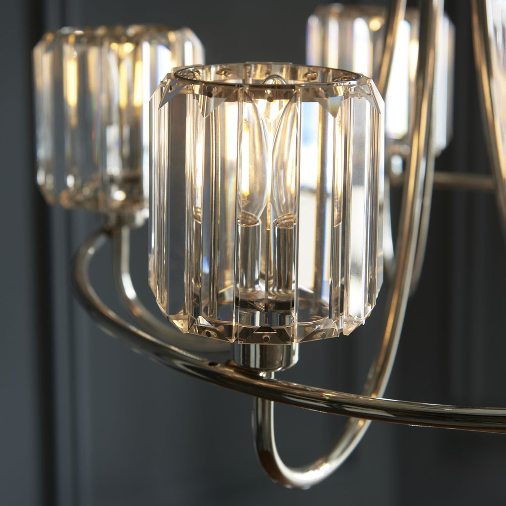 104108 Berenice 5 Light Pendant Bright Nickel Plate And Clear Glass