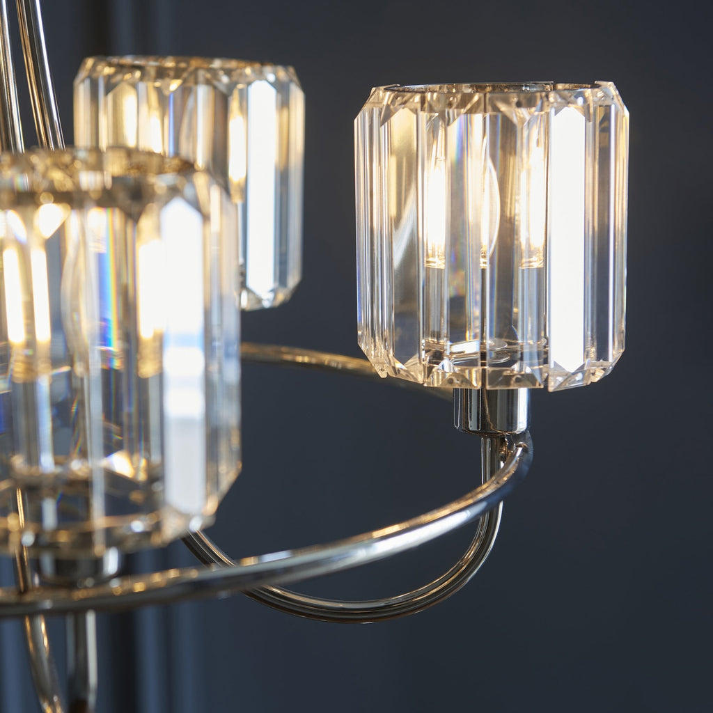 104108 Berenice 5 Light Pendant Bright Nickel Plate And Clear Glass