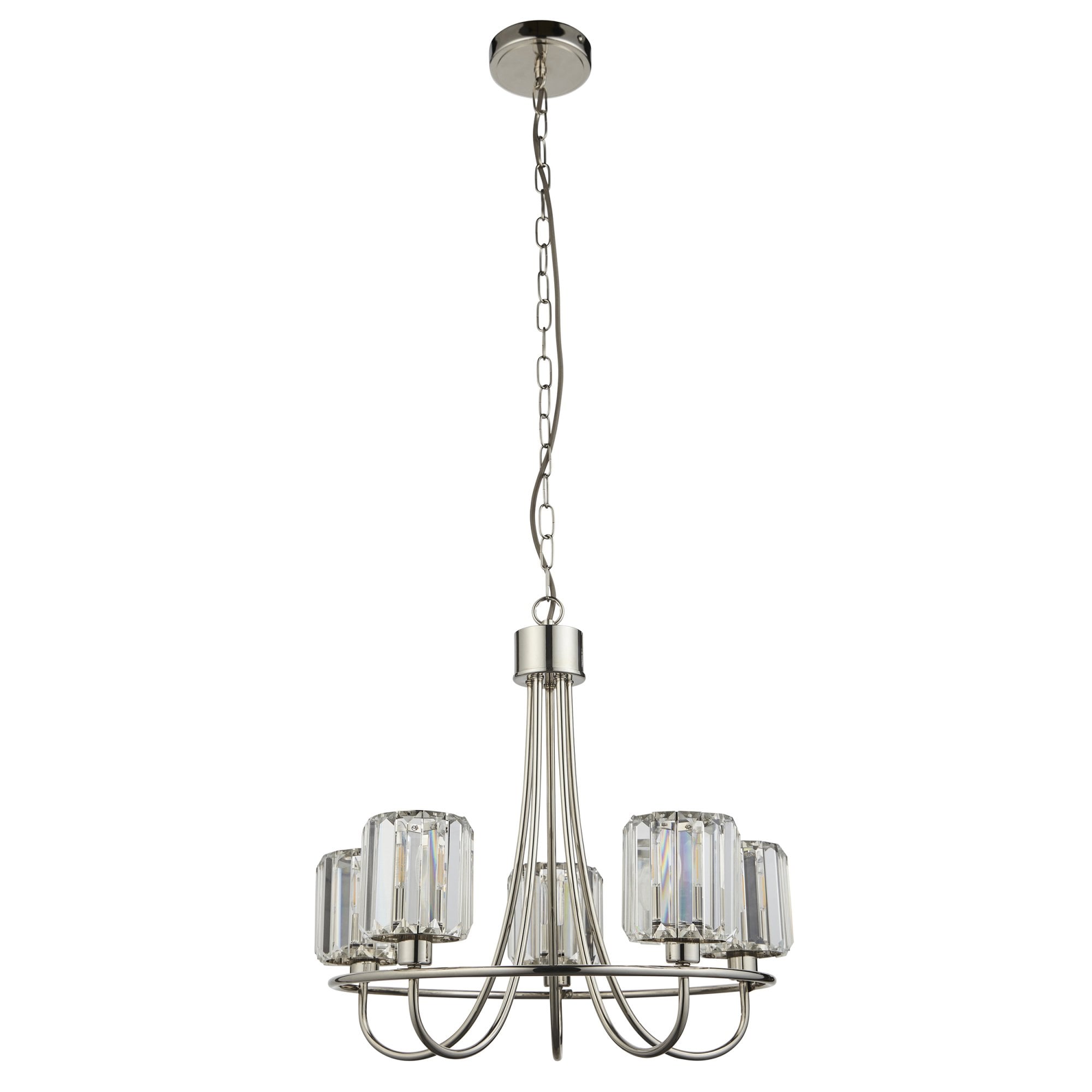 104108 Berenice 5 Light Pendant Bright Nickel Plate And Clear Glass