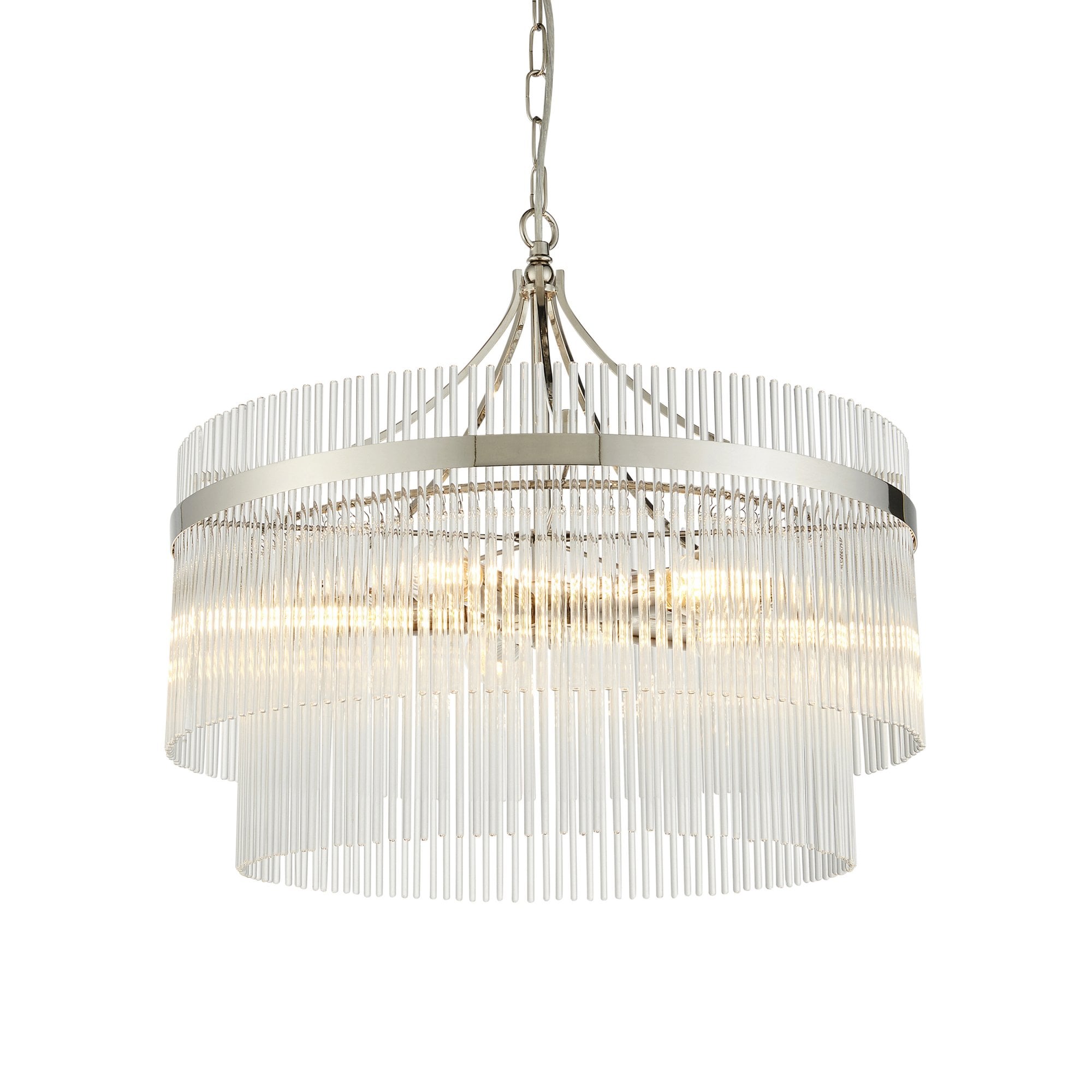 104112 Marietta 5 Light Pendant Bright Nickel Plate And Clear Glass