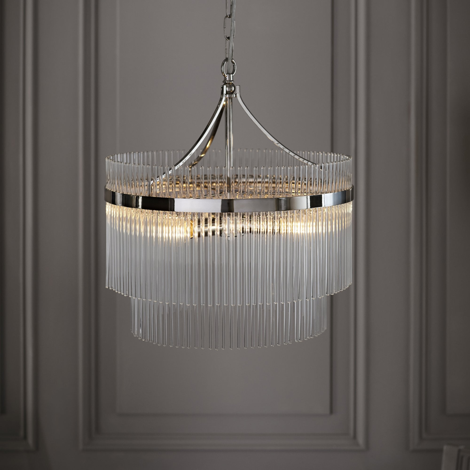 104112 Marietta 5 Light Pendant Bright Nickel Plate And Clear Glass