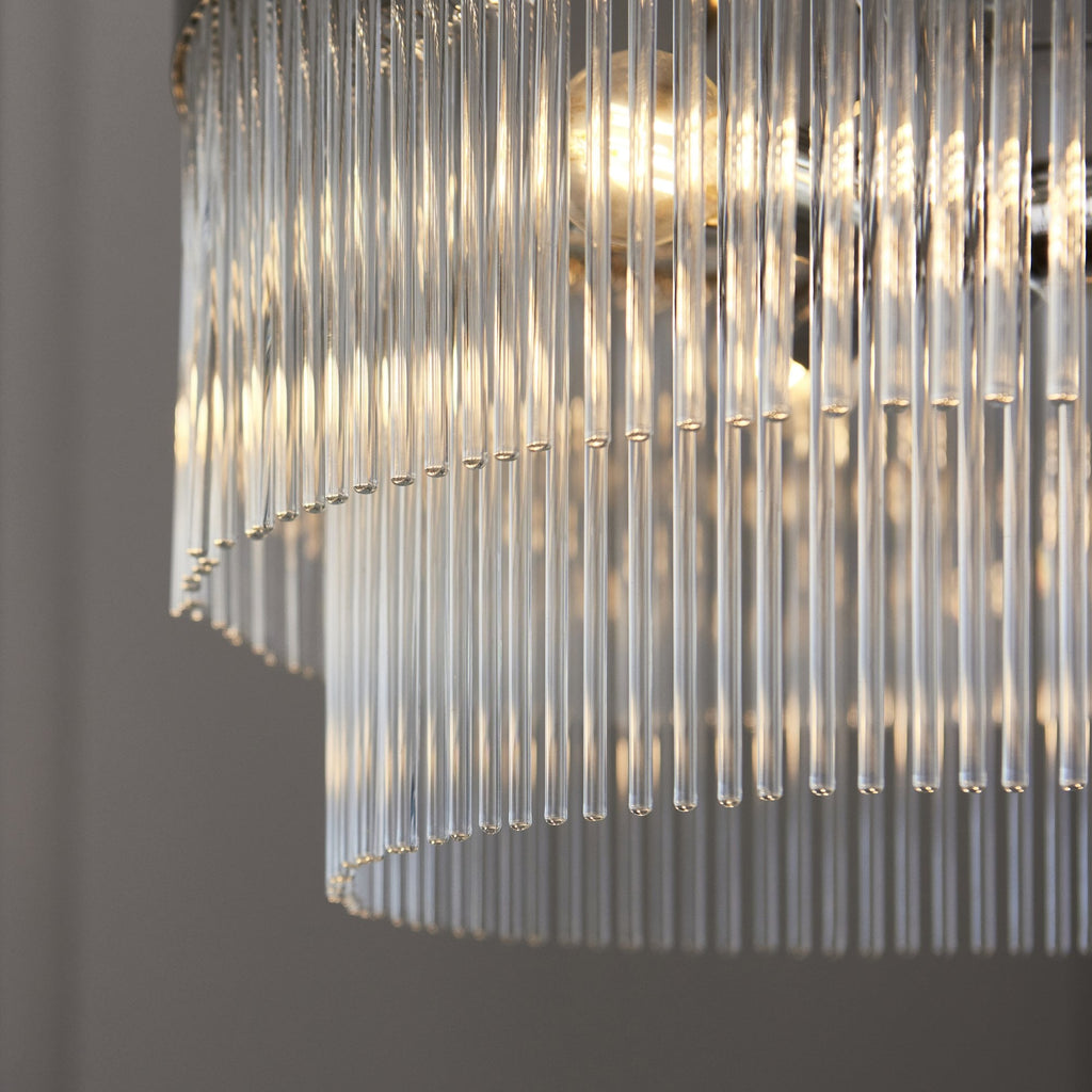 104112 Endon Marietta 5 Light Pendant — Bright Nickel & Clear Glass