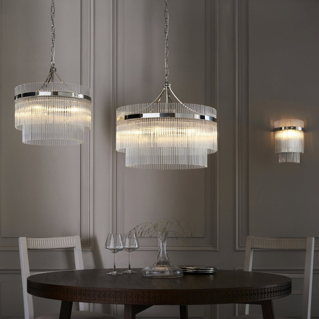 104112 Endon Marietta 5 Light Pendant — Bright Nickel & Clear Glass