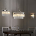 104112 Endon Marietta 5 Light Pendant — Bright Nickel & Clear Glass