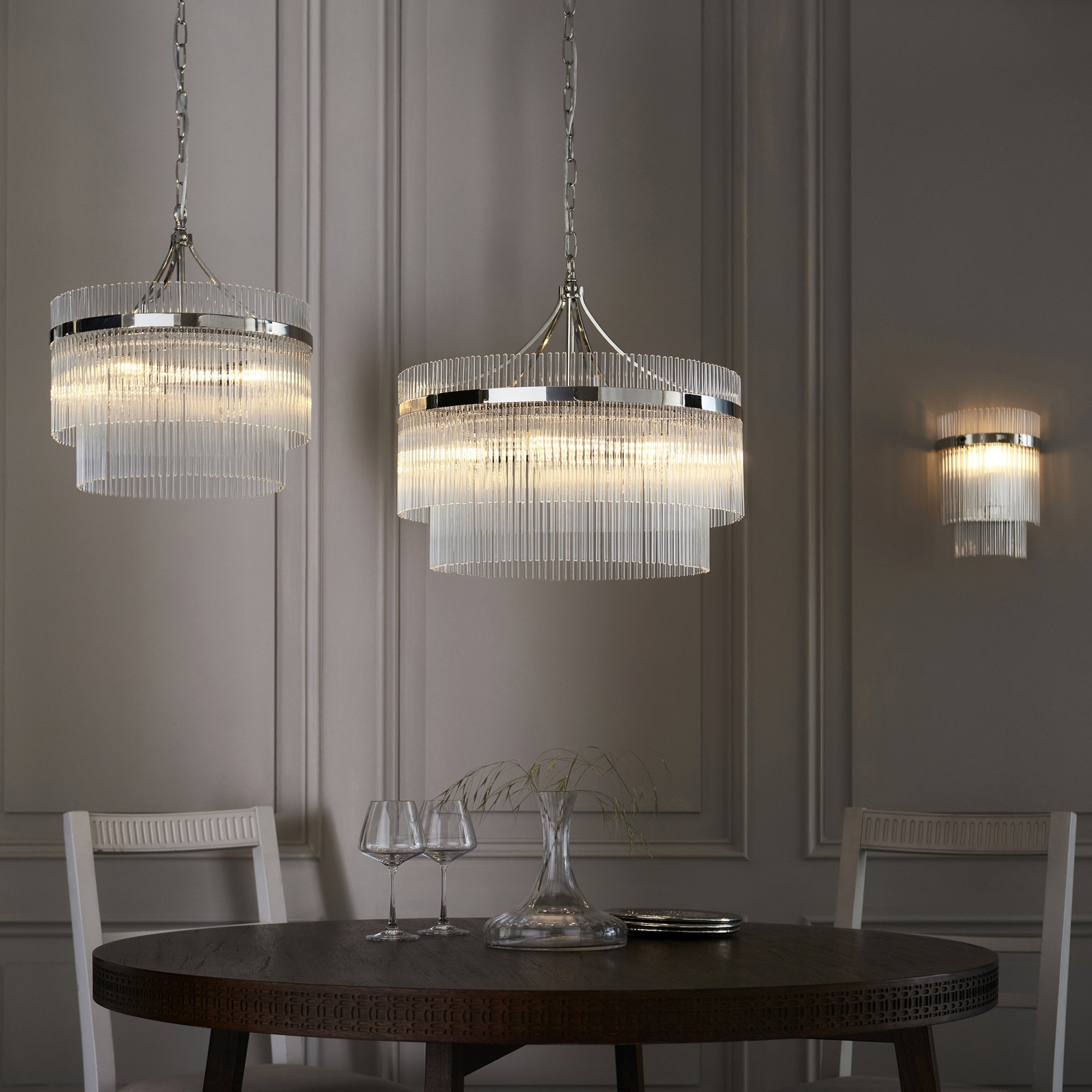 104112 Marietta 5 Light Pendant Bright Nickel Plate And Clear Glass