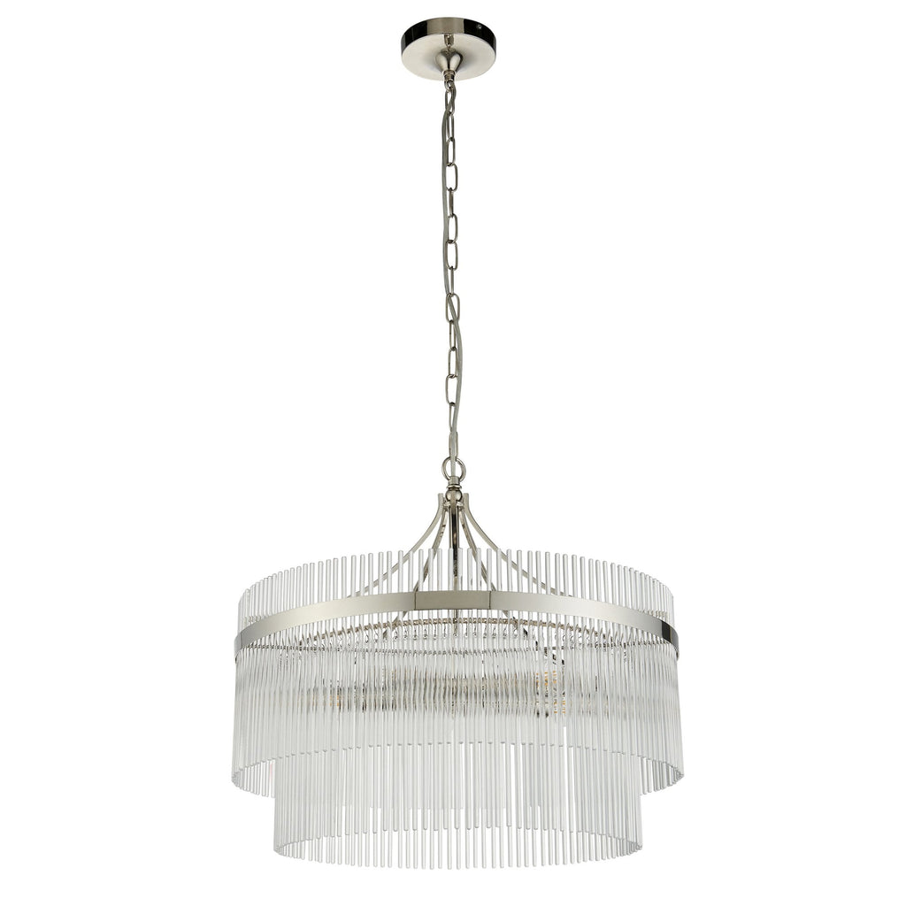 104112 Endon Marietta 5 Light Pendant — Bright Nickel & Clear Glass