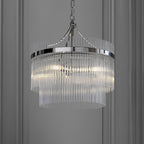 104113 Endon Marietta 3 Light Pendant — Bright Nickel & Clear Glass