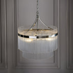 104113 Endon Marietta 3 Light Pendant — Bright Nickel & Clear Glass