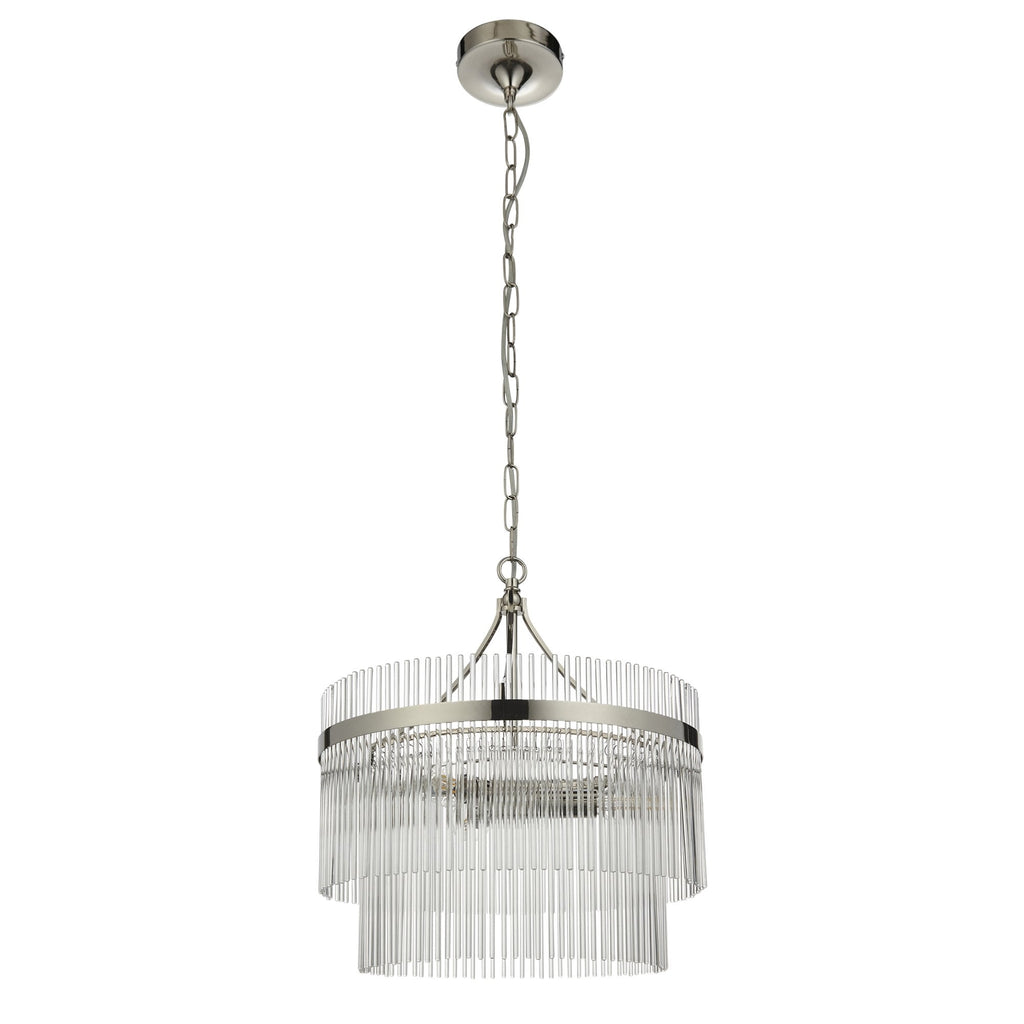 104113 Endon Marietta 3 Light Pendant — Bright Nickel & Clear Glass