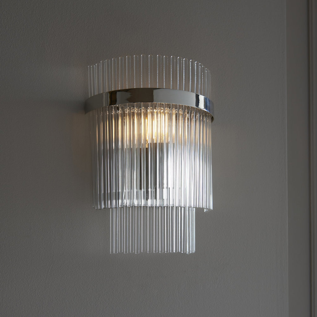 104114 Endon Marietta 1 Light Indoor Wall Light — Bright Nickel & Clear Glass