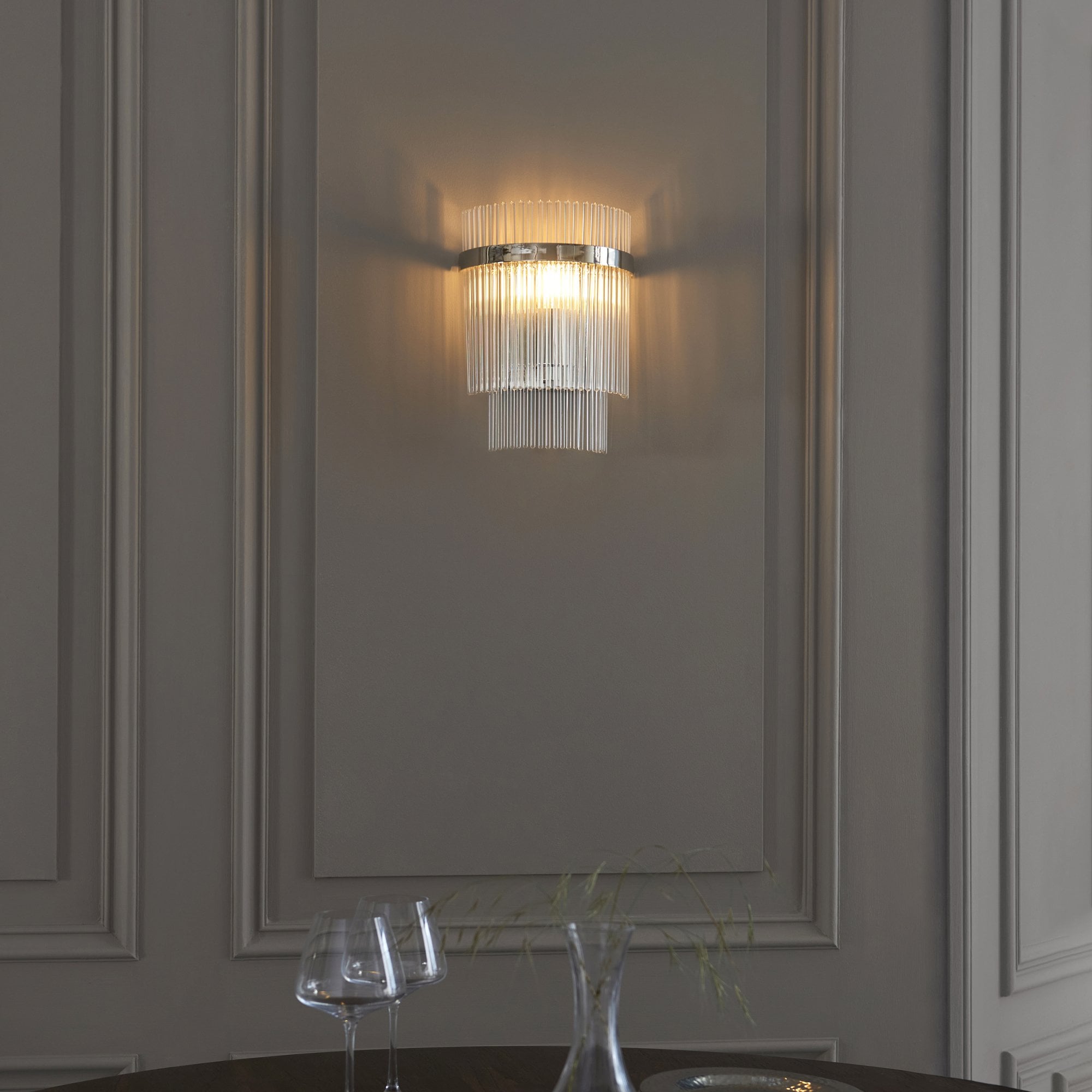 104114 Endon Marietta 1 Light Indoor Wall Light — Bright Nickel & Clear Glass