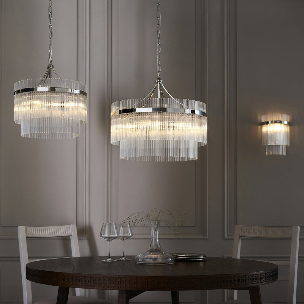 104114 Endon Marietta 1 Light Indoor Wall Light — Bright Nickel & Clear Glass