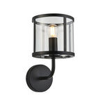 104193 Hopton 1 Light Wall Matt Black And Clear Glass
