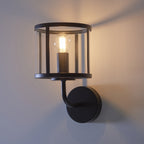 104193 Hopton 1 Light Wall Matt Black And Clear Glass