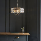104466 Clifton 3 Light Pendant Bright Nickel Plate And Clear Crystal Glass