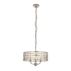 104466 Clifton 3 Light Pendant Bright Nickel Plate And Clear Crystal Glass
