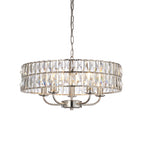 104467 Clifton 5 Light Pendant Bright Nickel Plate And Clear Crystal Glass